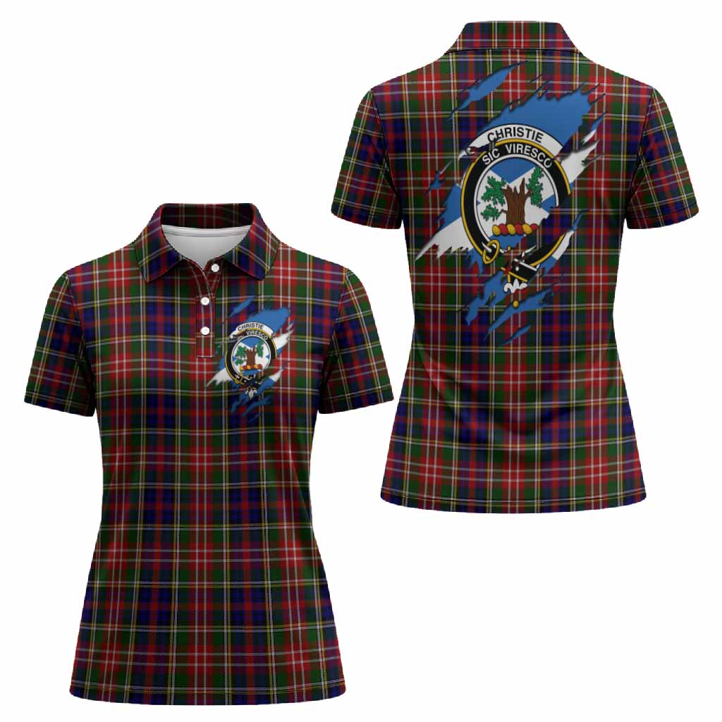 Christie Clan Crest In Me Tartan Women Polo Shirt Scotland Flag Style
