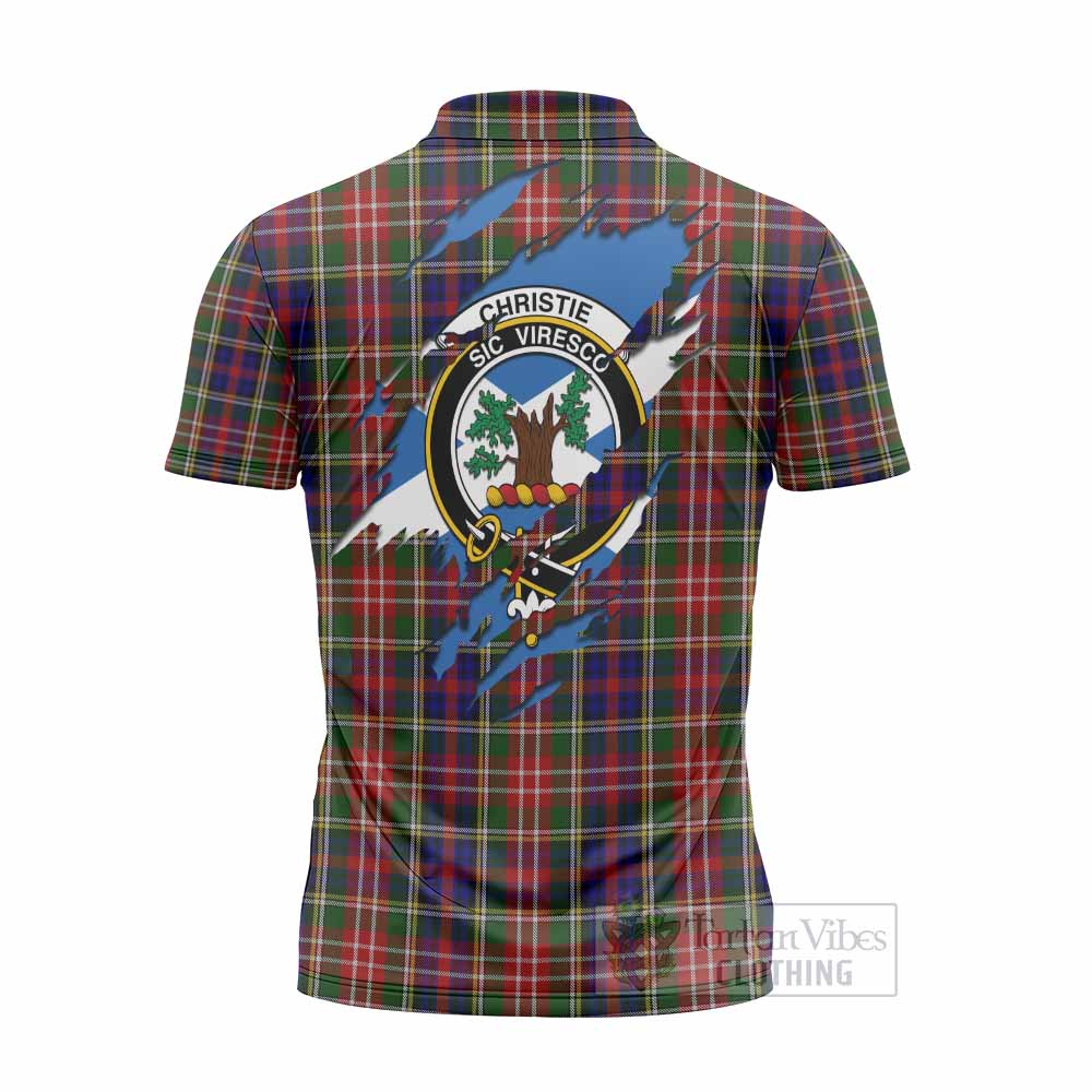 Christie Clan Crest In Me Tartan Zipper Polo Shirt Scotland Flag Style