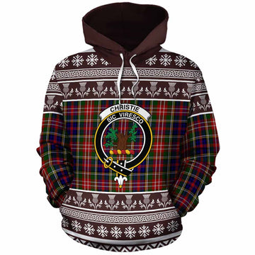Christie Clan Tartan Christmas Cotton Hoodie with Family Crest