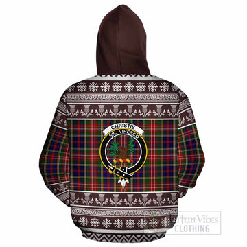 Christie Clan Tartan Christmas Cotton Hoodie with Family Crest