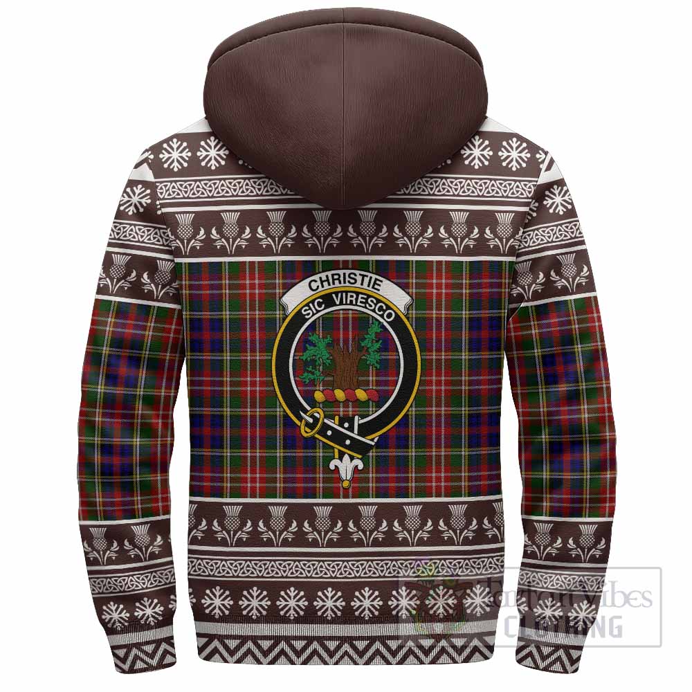 Christie Clan Tartan Christmas Fleece Hoodie with Family Crest - Tartan Vibes Clothing