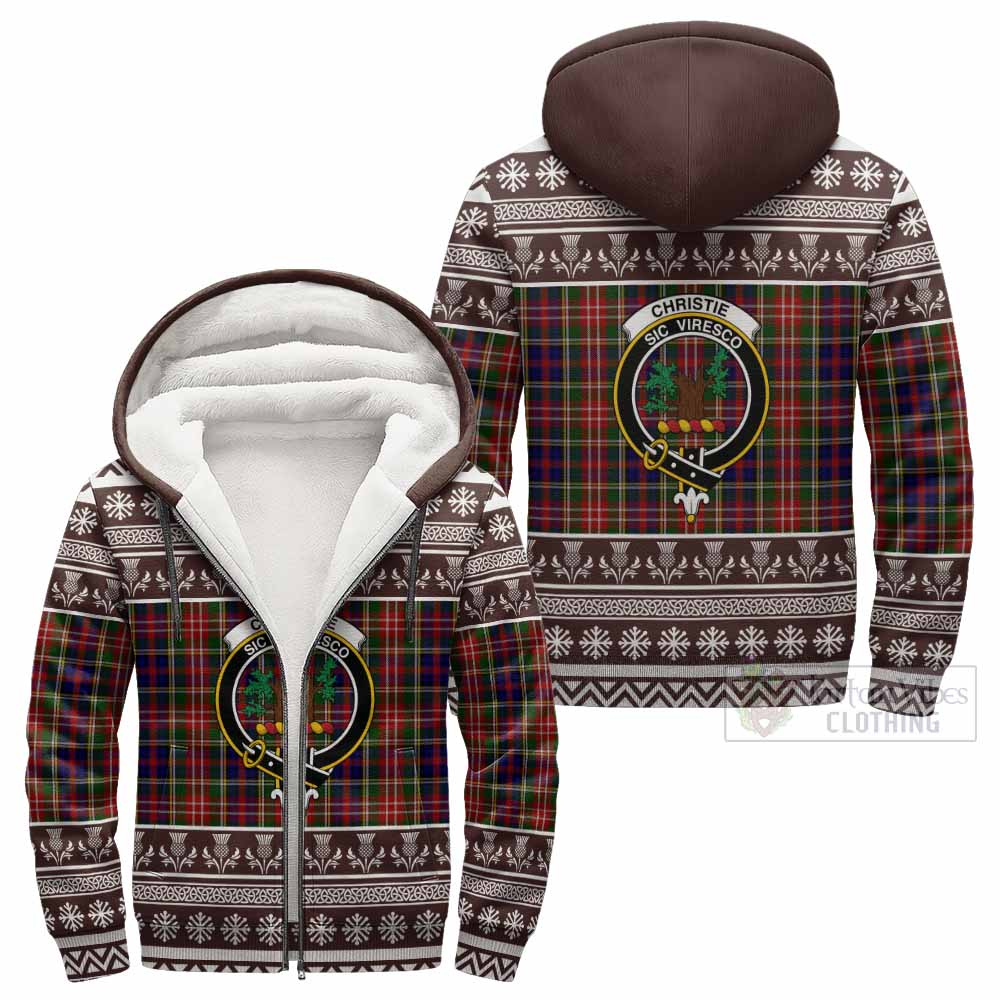 Christie Clan Tartan Christmas Fleece Hoodie with Family Crest - Tartan Vibes Clothing