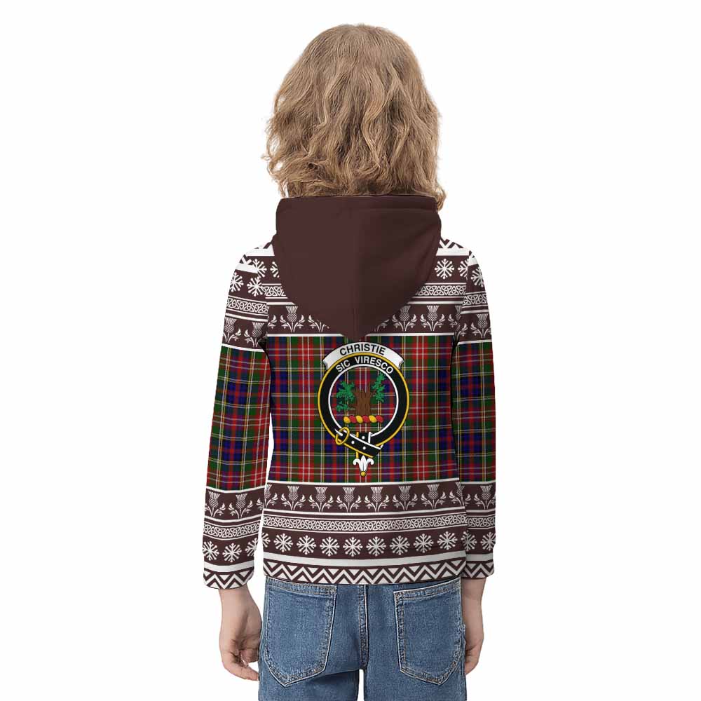 Christie Clan Tartan Christmas Kid Hoodie with Family Crest - Tartan Vibes Clothing