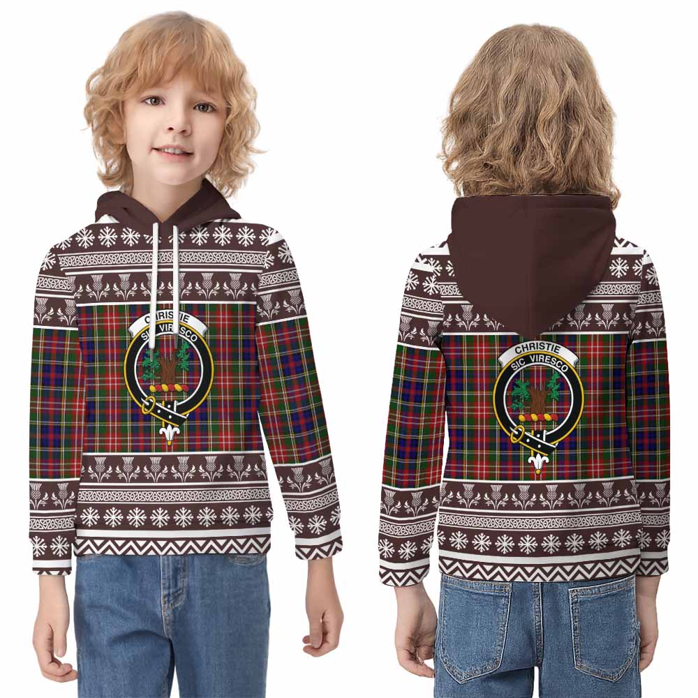 Christie Clan Tartan Christmas Kid Hoodie with Family Crest - Tartan Vibes Clothing