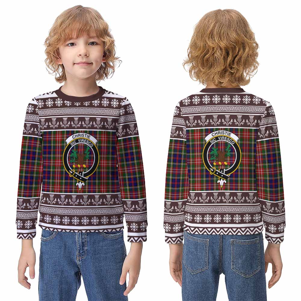 Christie Clan Tartan Christmas Kid Ugly Sweatshirt with Family Crest - Tartan Vibes Clothing
