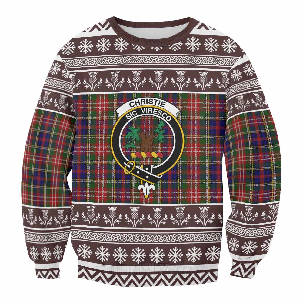 Christie Clan Tartan Christmas Sweatshirt with Family Crest - Tartan Vibes Clothing
