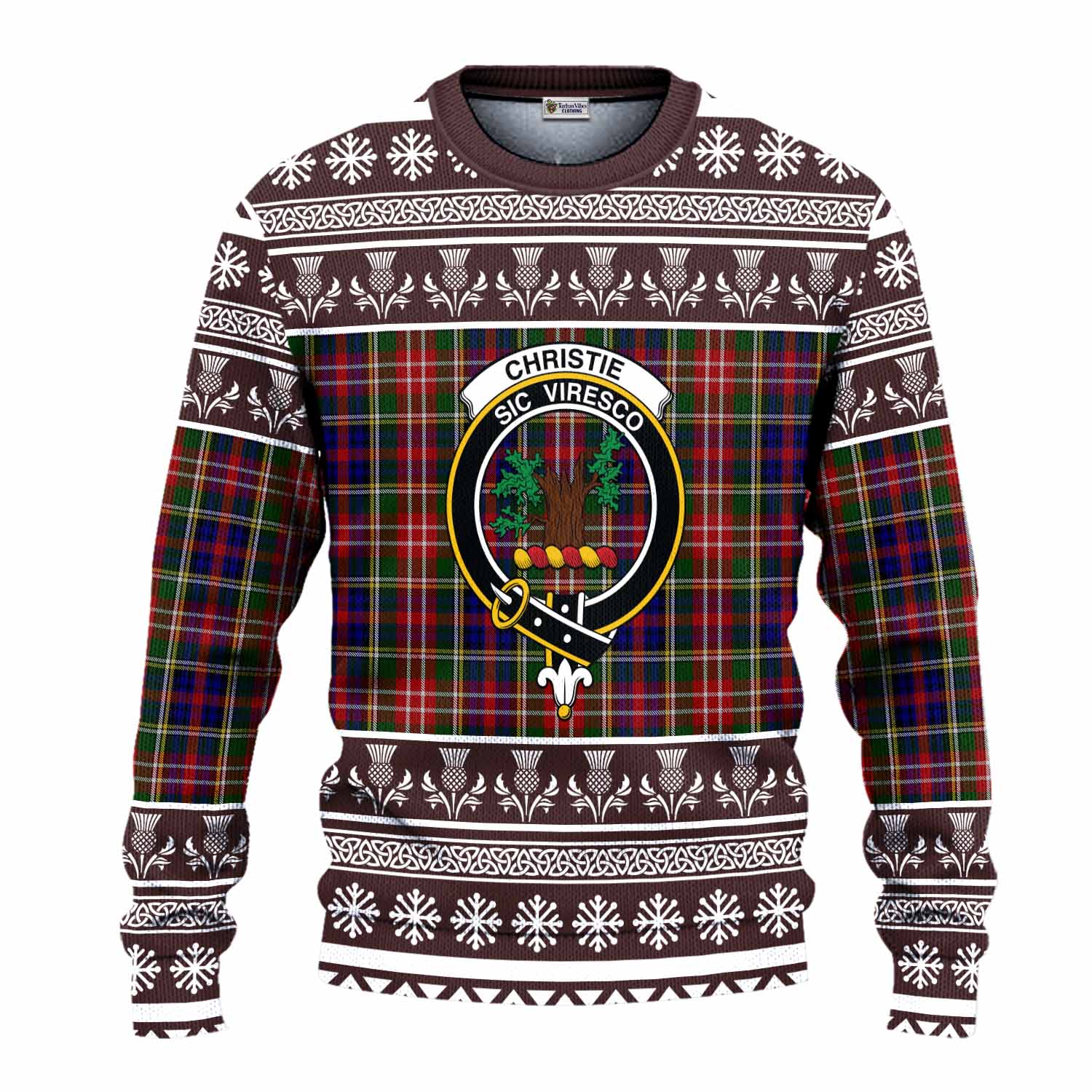 Christie Clan Tartan Christmas Ugly Sweater with Family Crest - Tartan Vibes Clothing