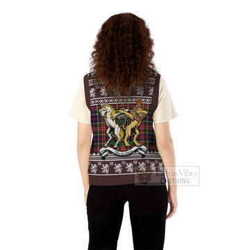 Christie Clan Tartan Crest Christmas Knitted V-Neck Vest Coat of Arms Funny Style