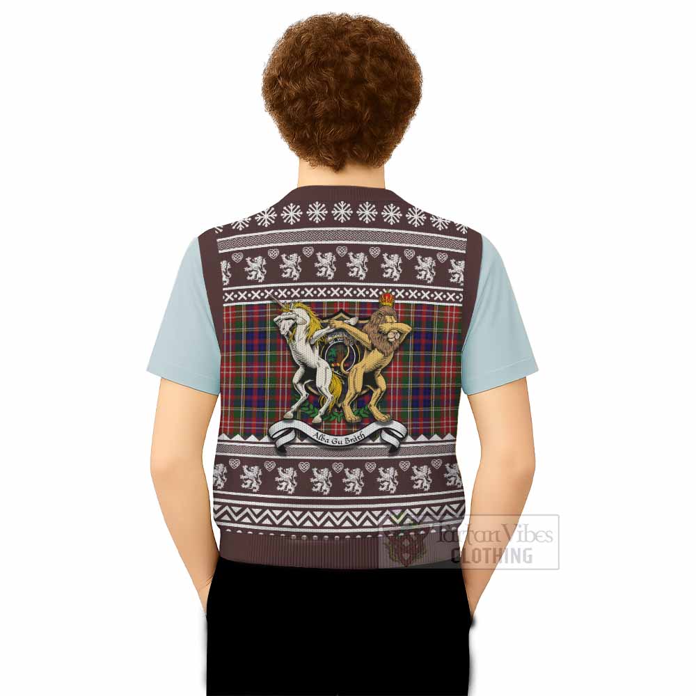 Christie Clan Tartan Crest Christmas Knitted V-Neck Vest Coat of Arms Funny Style - Tartan Vibes Clothing