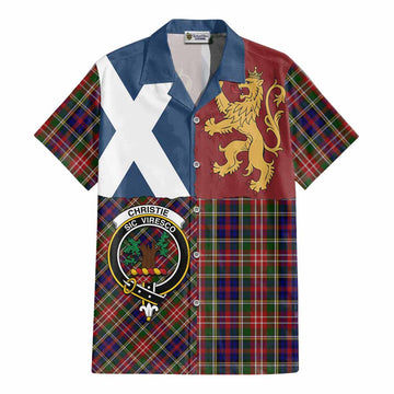 Christie Crest Tartan Cotton Hawaiian Shirt with Lion Rampant Saltire Style