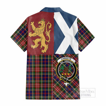 Christie Crest Tartan Cotton Hawaiian Shirt with Lion Rampant Saltire Style