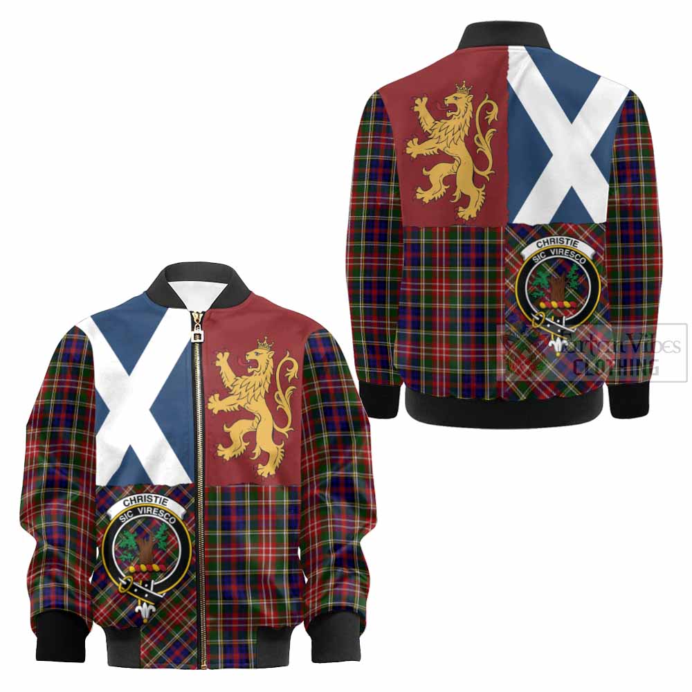 Christie Crest Tartan Kid Bomber Jacket with Lion Rampant Saltire Style - Tartan Vibes Clothing