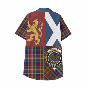 Christie Crest Tartan Kid Hawaiian Shirt with Lion Rampant Saltire Style - Tartan Vibes Clothing