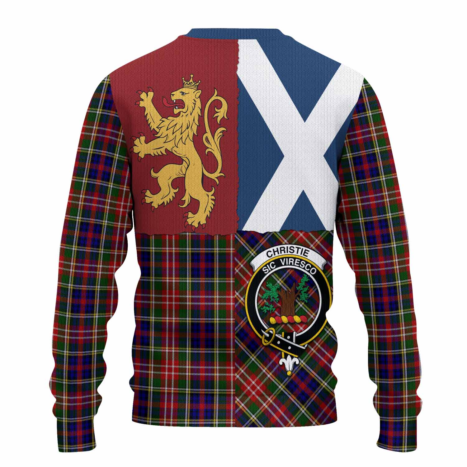 Christie Crest Tartan Knitted Sweater with Lion Rampant Saltire Style