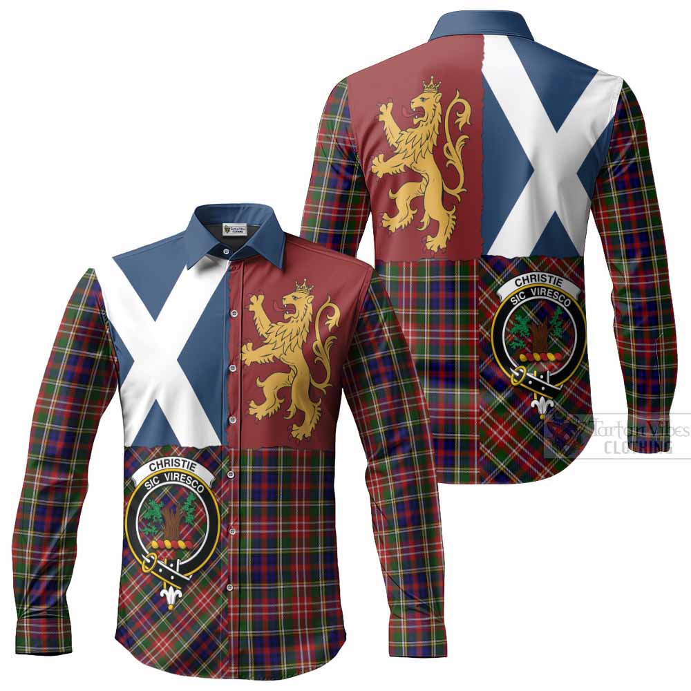 Christie Crest Tartan Long Sleeve Button Shirts with Lion Rampant Saltire Style