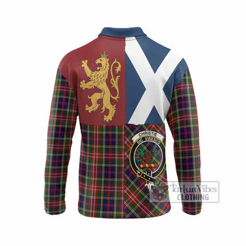 Christie Crest Tartan Long Sleeve Polo Shirt with Lion Rampant Saltire Style