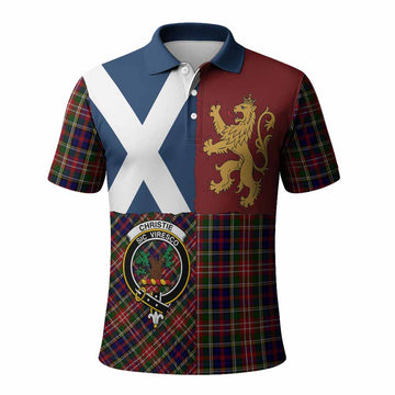 Christie Crest Tartan Polo Shirt with Lion Rampant Saltire Style