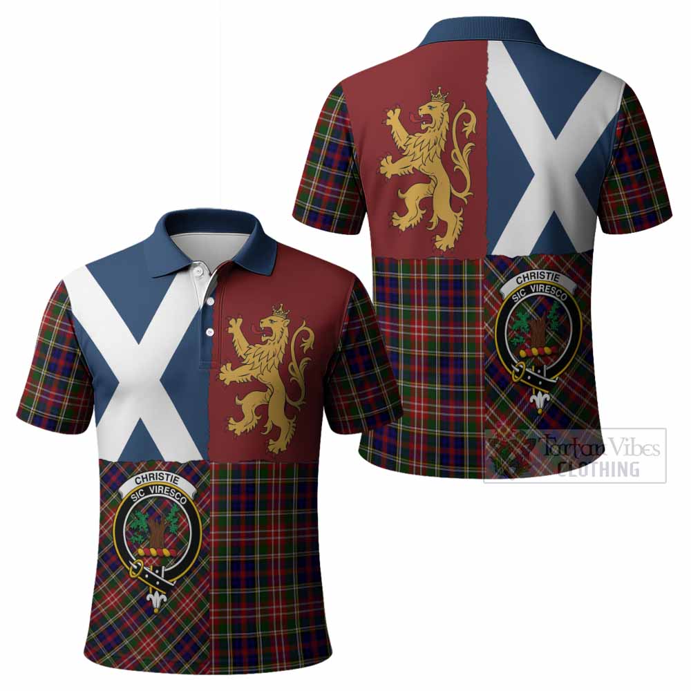 Christie Crest Tartan Polo Shirt with Lion Rampant Saltire Style