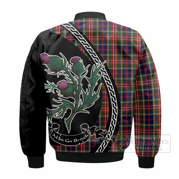 Christie Family Crest Tartan Bomber Jacket Alba Thistle Inspired