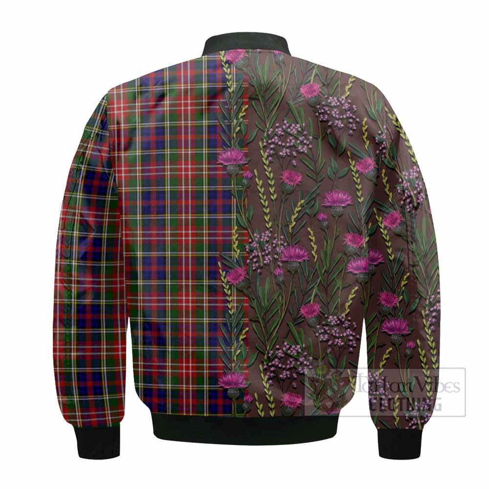 Christie Family Crest Tartan Bomber Jacket Scottish Thistle Flower Pattern Half Style - Tartan Vibes Clothing