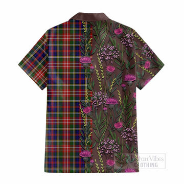Christie Family Crest Tartan Cotton Hawaiian Shirt Scottish Thistle Flower Pattern Half Style
