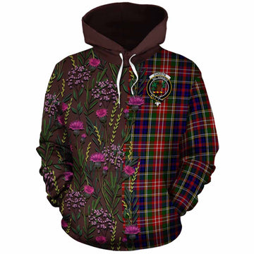 Christie Family Crest Tartan Cotton Hoodie Scottish Thistle Flower Pattern Half Style