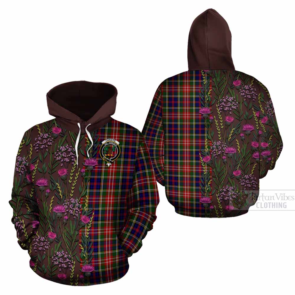 Christie Family Crest Tartan Cotton Hoodie Scottish Thistle Flower Pattern Half Style - Tartan Vibes Clothing
