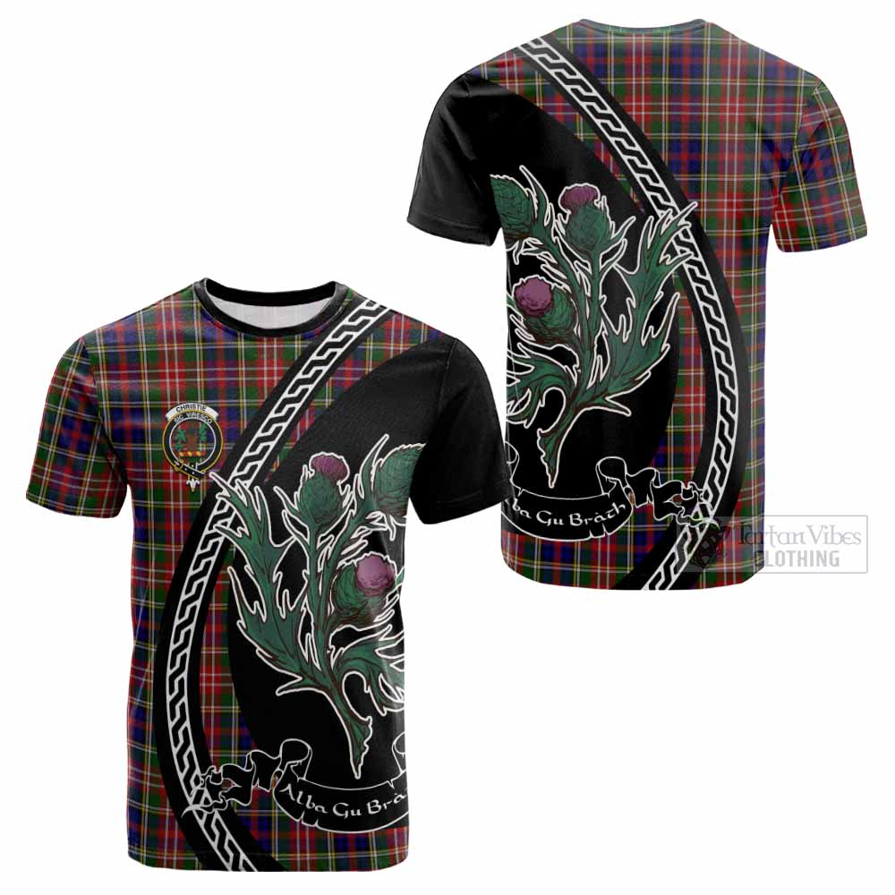 Christie Family Crest Tartan Cotton T-shirt Alba Thistle Inspired - Tartan Vibes Clothing