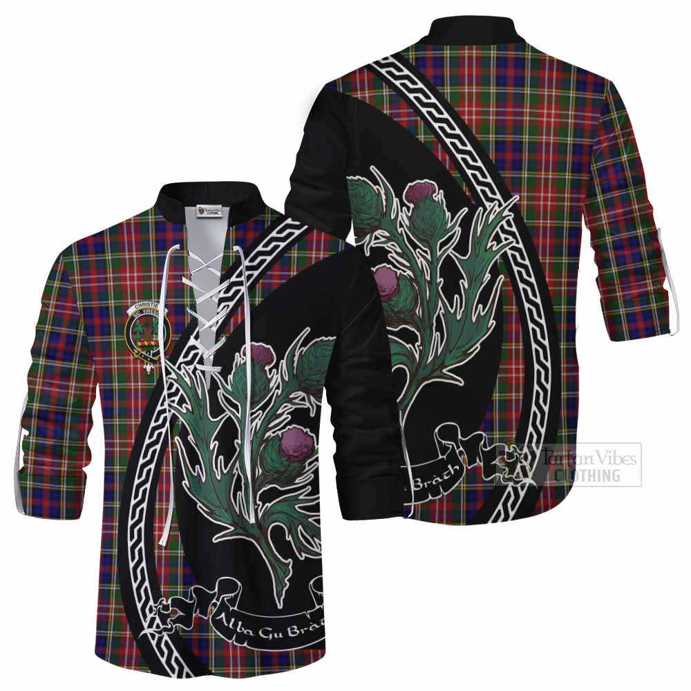 Christie Family Crest Tartan Ghillie Shirt Alba Thistle Inspired - Tartan Vibes Clothing