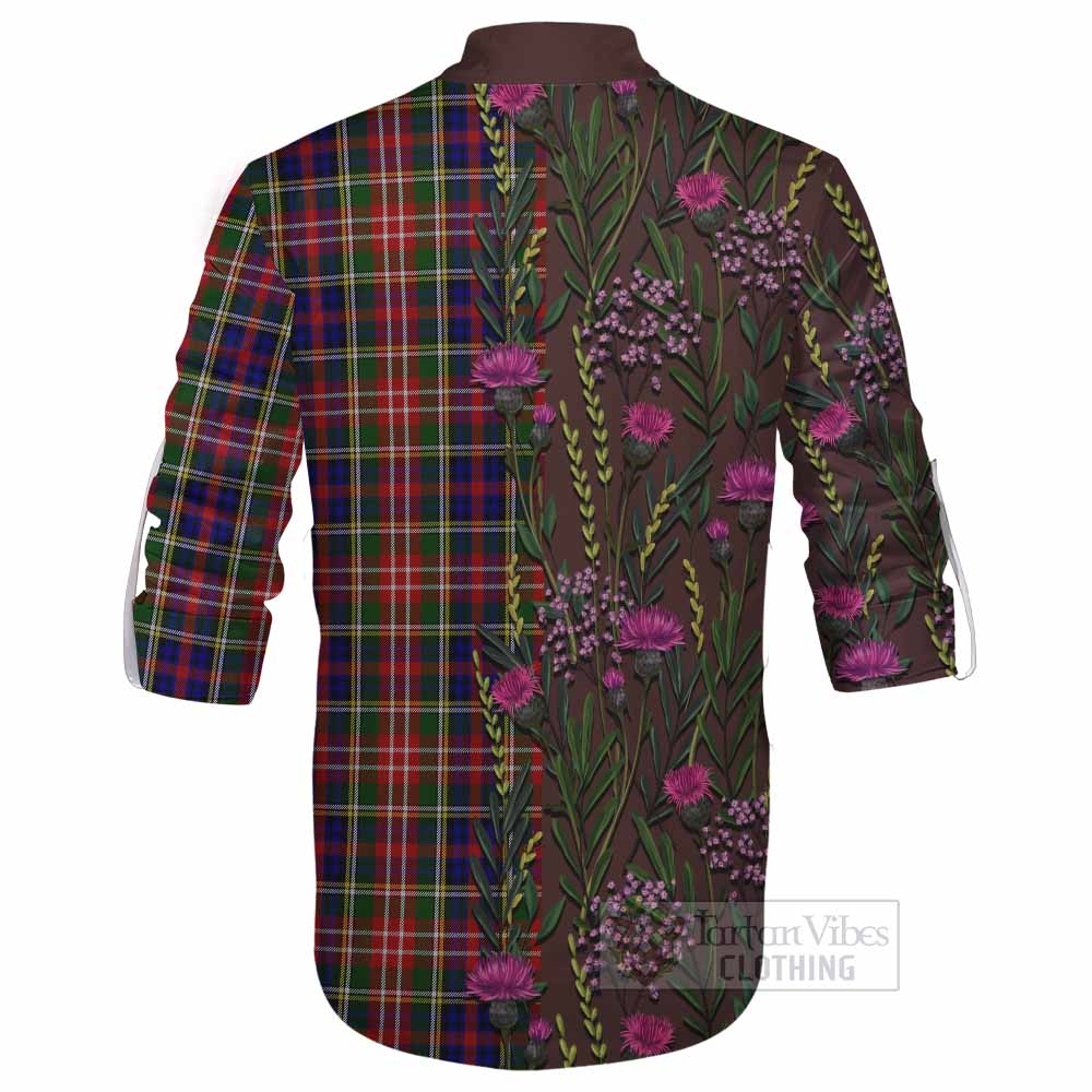 Christie Family Crest Tartan Ghillie Shirt Scottish Thistle Flower Pattern Half Style - Tartan Vibes Clothing