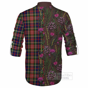 Christie Family Crest Tartan Ghillie Shirt Scottish Thistle Flower Pattern Half Style