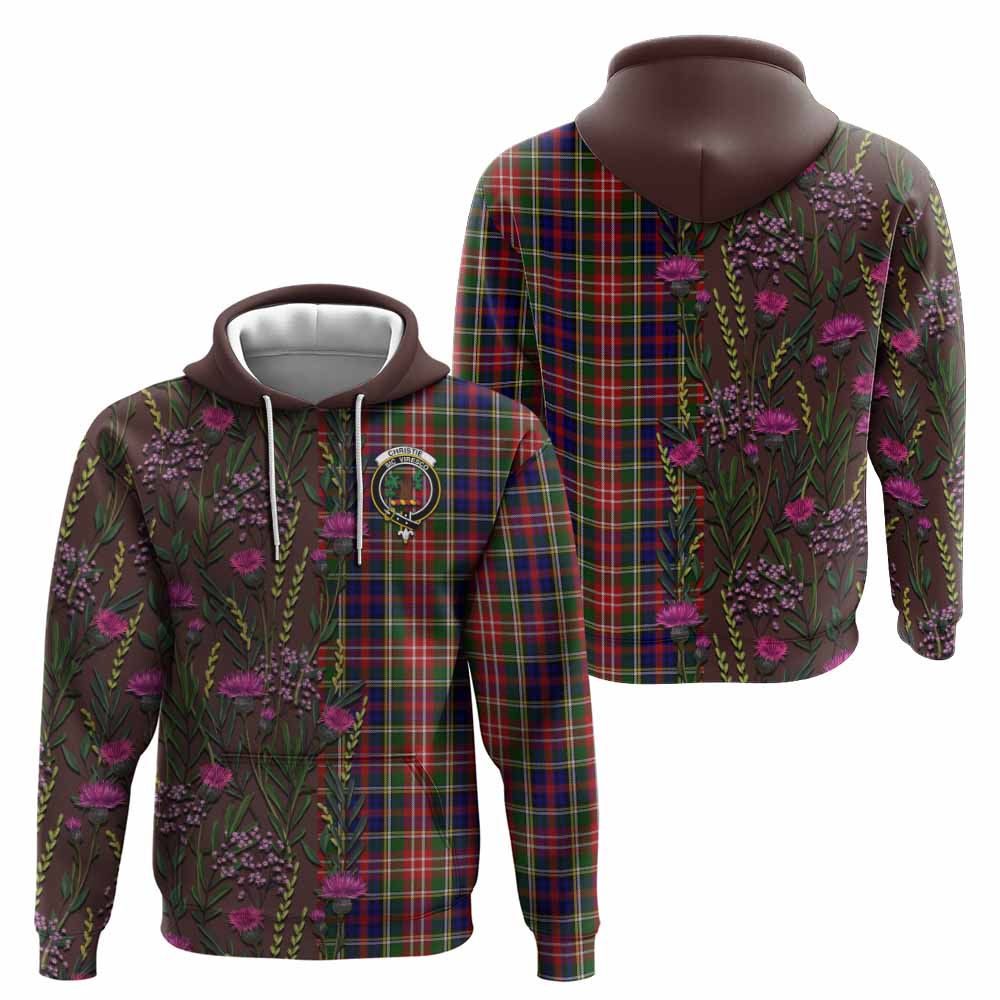Christie Family Crest Tartan Hoodie Scottish Thistle Flower Pattern Half Style - Tartan Vibes Clothing