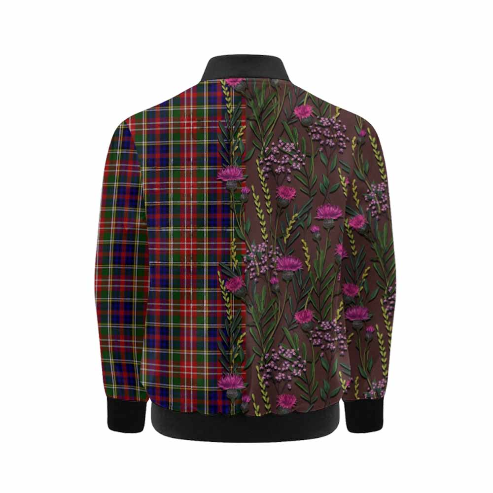 Christie Family Crest Tartan Kid Bomber Jacket Scottish Thistle Flower Pattern Half Style - Tartan Vibes Clothing
