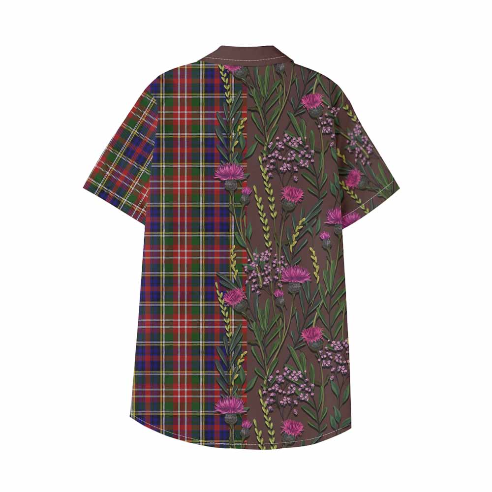 Christie Family Crest Tartan Kid Hawaiian Shirt Scottish Thistle Flower Pattern Half Style - Tartan Vibes Clothing