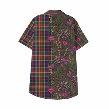 Christie Family Crest Tartan Kid Hawaiian Shirt Scottish Thistle Flower Pattern Half Style - Tartan Vibes Clothing