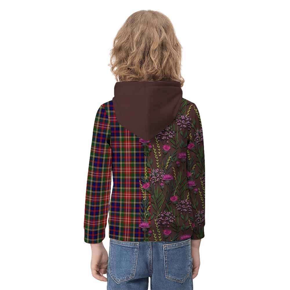 Christie Family Crest Tartan Kid Hoodie Scottish Thistle Flower Pattern Half Style - Tartan Vibes Clothing