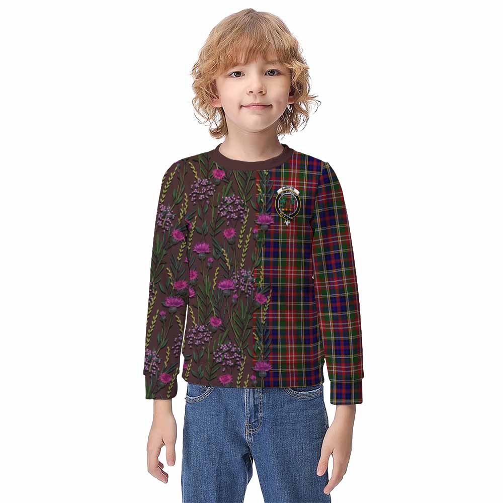 Christie Family Crest Tartan Kid Knitted Sweatshirt Scottish Thistle Flower Pattern Half Style - Tartan Vibes Clothing