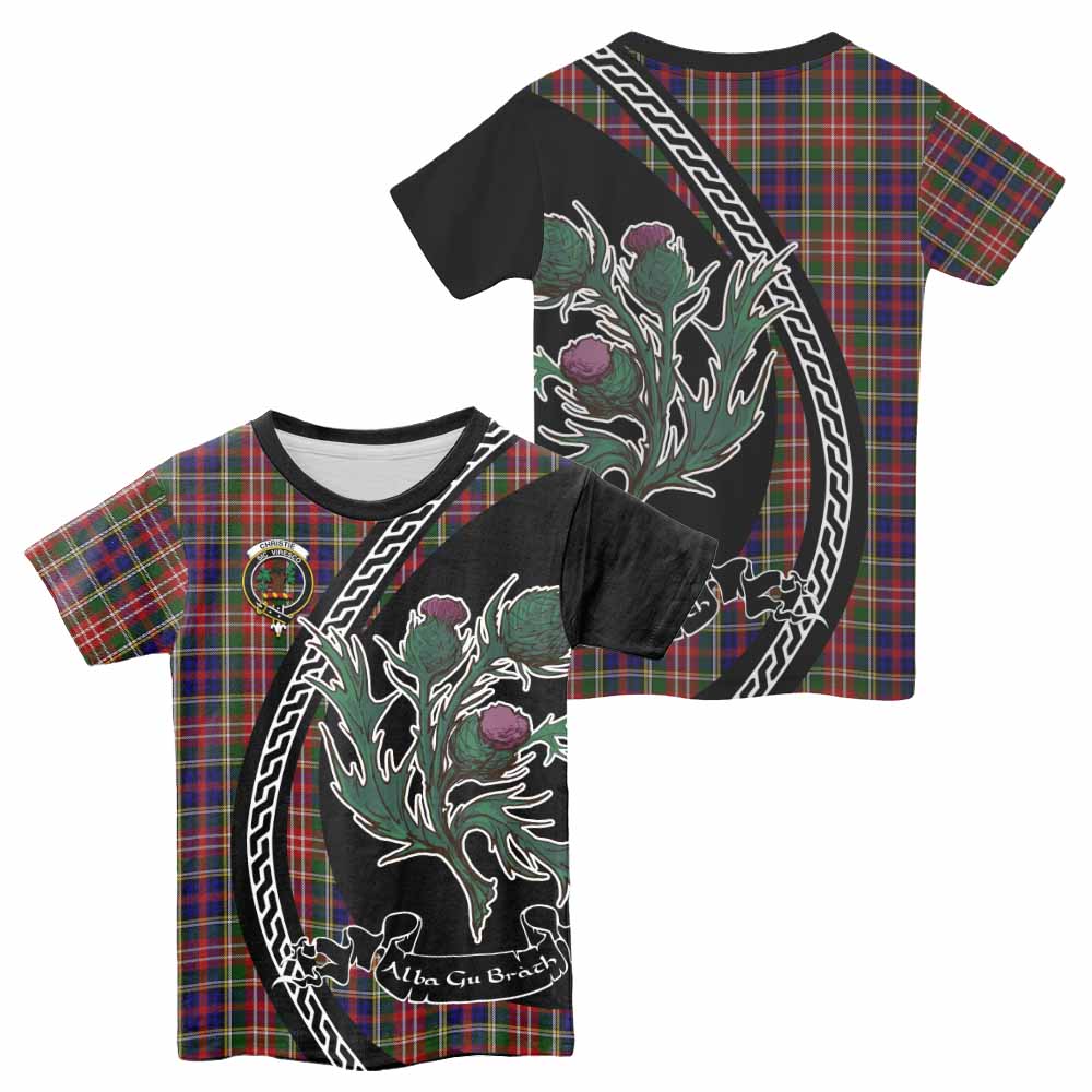Christie Family Crest Tartan Kid T-shirt Alba Thistle Inspired - Tartan Vibes Clothing