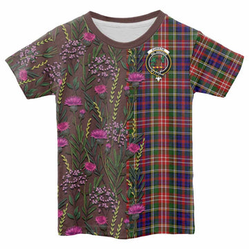 Christie Family Crest Tartan Kid T-shirt Scottish Thistle Flower Pattern Half Style - Tartan Vibes Clothing