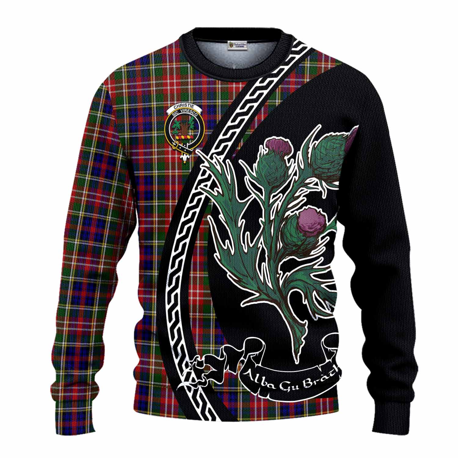 Christie Family Crest Tartan Knitted Sweater Alba Thistle Inspired - Tartan Vibes Clothing