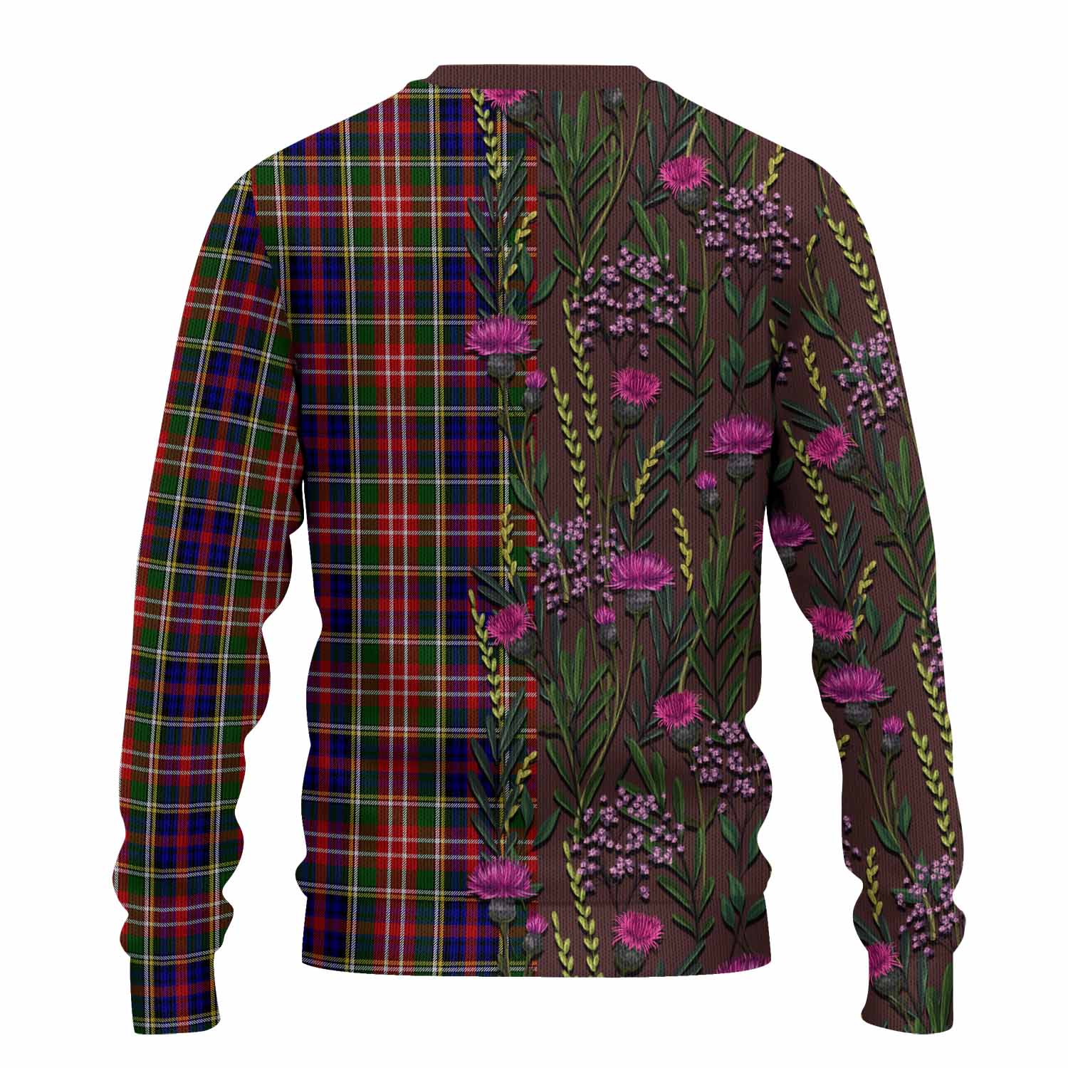 Christie Family Crest Tartan Knitted Sweater Scottish Thistle Flower Pattern Half Style - Tartan Vibes Clothing