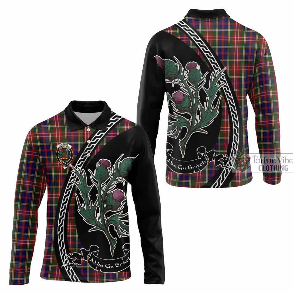 Christie Family Crest Tartan Long Sleeve Polo Shirt Alba Thistle Inspired - Tartan Vibes Clothing