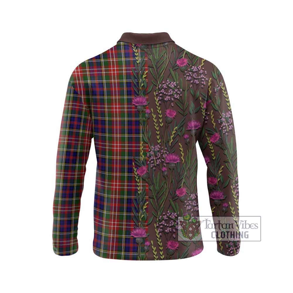 Christie Family Crest Tartan Long Sleeve Polo Shirt Scottish Thistle Flower Pattern Half Style - Tartan Vibes Clothing