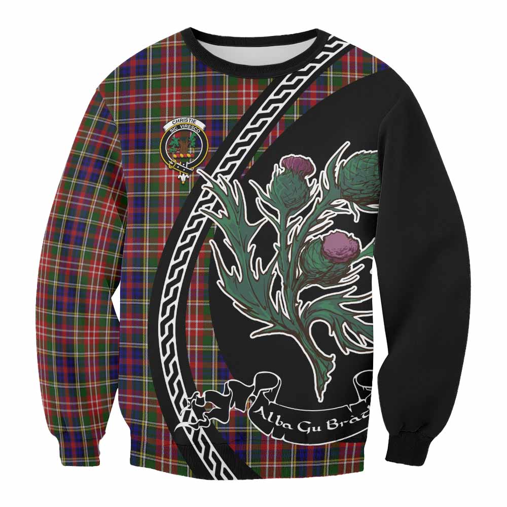 Christie Family Crest Tartan Sweatshirt Alba Thistle Inspired - Tartan Vibes Clothing