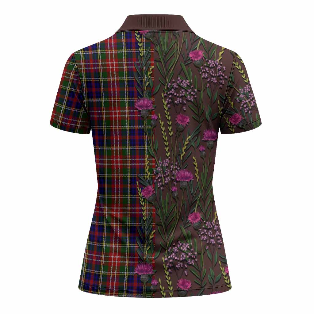 Christie Family Crest Tartan Women Polo Shirt Scottish Thistle Flower Pattern Half Style - Tartan Vibes Clothing