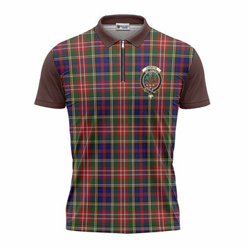Christie Tartan Accent Zipper Polo Shirt with Family Crest