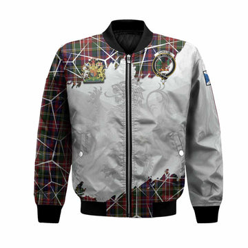 Christie Tartan Bomber Jacket with Family Crest and Lion Rampant Grunge Style