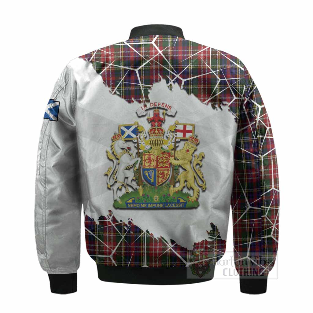 Christie Tartan Bomber Jacket with Family Crest and Lion Rampant Grunge Style