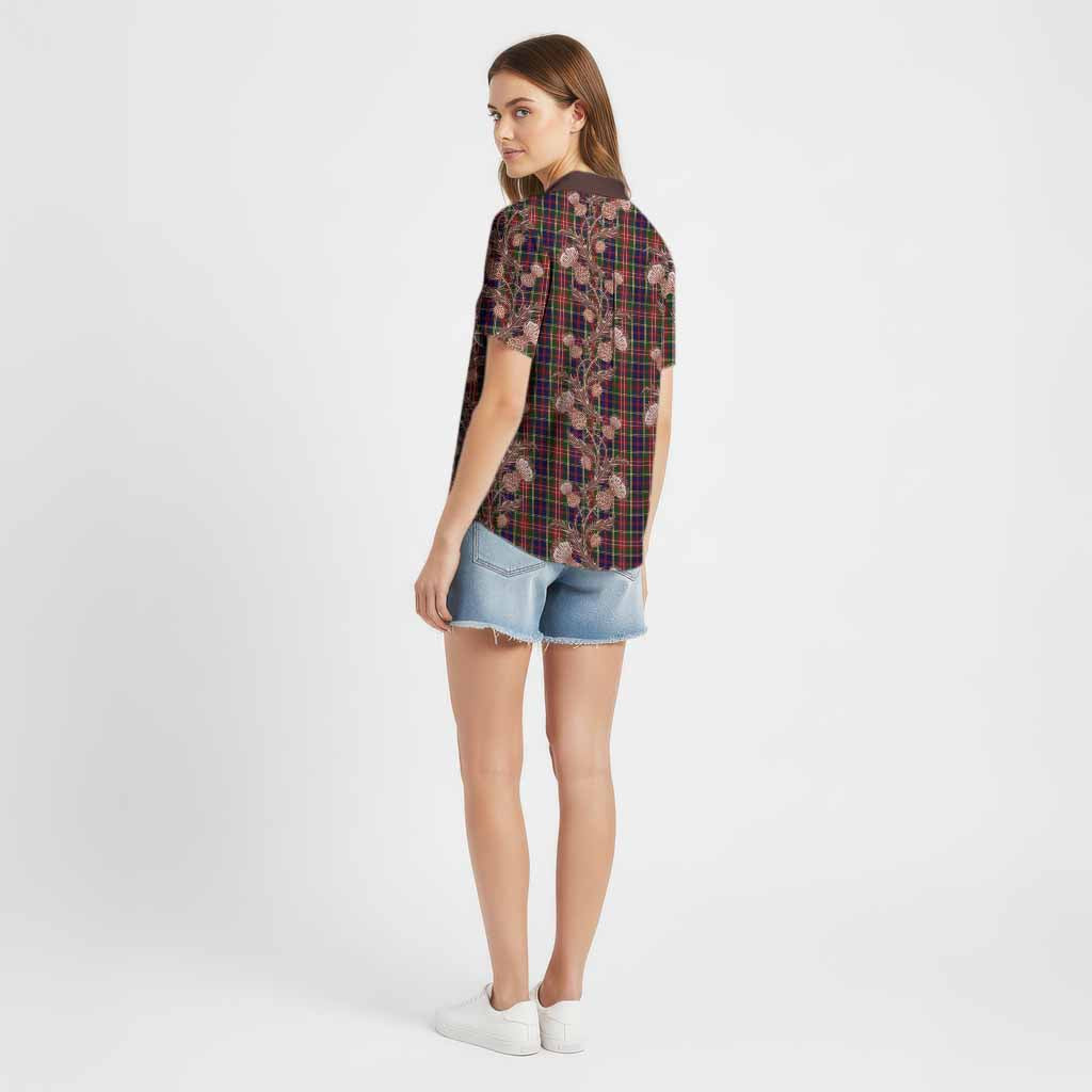 Christie Tartan Cotton Hawaiian Shirt Seamless Scottish Thistle Flowers