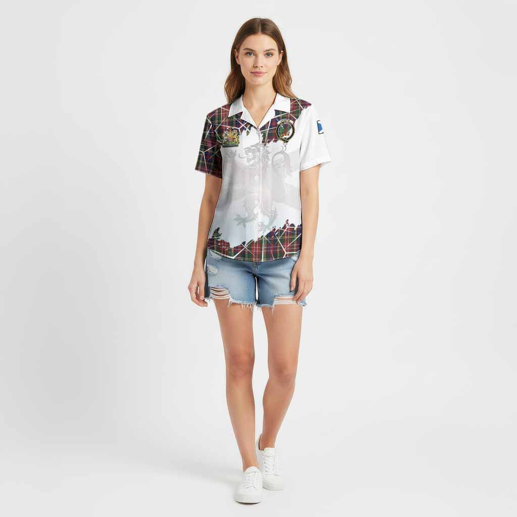 Christie Tartan Cotton Hawaiian Shirt with Family Crest and Lion Rampant Grunge Style